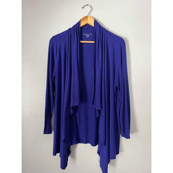 Coldwater Creek Sweaters - Coldwater Creek Womens Blue Open Drape Front Cardigan Size M Mature
